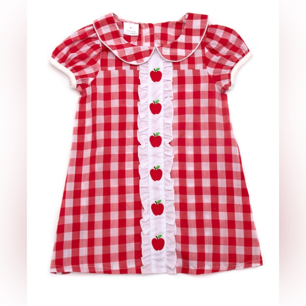 Apple Plaid Girls Dress Back to School